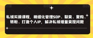 私域实操课程,精细化管理SOP、裂变、复购、转粉、打造个人IP,解决私域增量变现问题_乐帮资源库