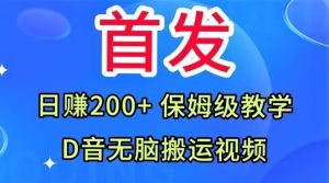 首发，抖音无脑搬运视频，日赚200+保姆级教学【揭秘】_乐帮资源库