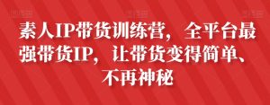 素人IP带货训练营,全平台最强带货IP,让带货变得简单、不再神秘_乐帮资源库
