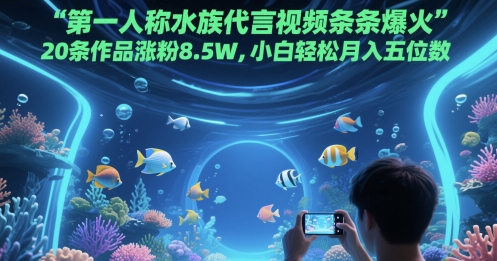第一人称水族代言视频条条爆火，20条作品涨粉8.5W，小白轻松月入五位数_乐帮资源库