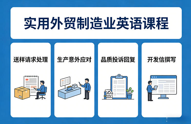实用外贸制造业英语课程，教你专业处理送样请求、应对生产意外、回复品质投诉、撰写开发信等_乐帮资源库