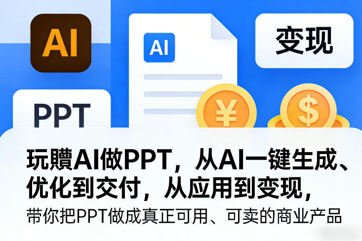 玩賺AI做PPT，从AI一键生成、优化到交付，从应用到变现，带你把PPT做成真正可用、可卖的商业产品_乐帮资源库