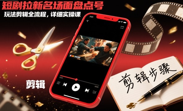 短剧拉新名场面盘点号玩法剪辑全流程，详细实操课_乐帮资源库