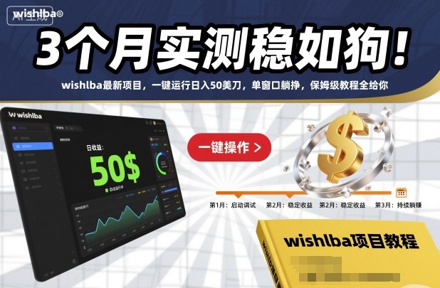 3个月实测稳如狗！wishlba最新项目，一键运行日入50美刀，单窗口躺挣，教程全给你_乐帮资源库