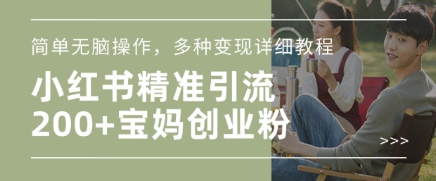 小红书混剪日引200+宝妈创业粉，简单无脑操作，多种变现详细教程_乐帮资源库