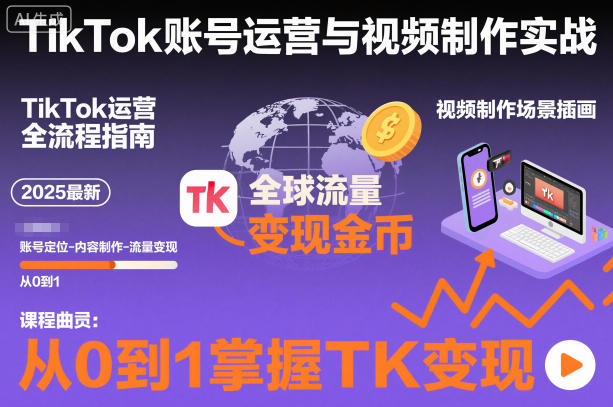 2025最新TikTok账号运营与视频制作实战全流程，从0到1掌握TK变现（含11月最新TK搬运技术）_乐帮资源库