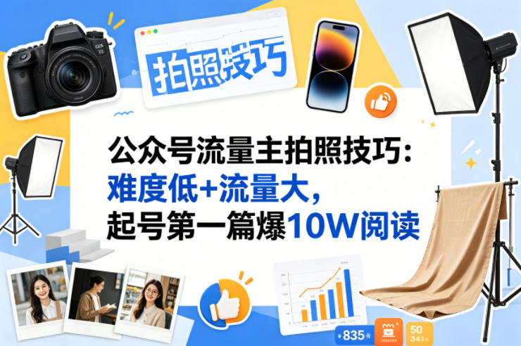 公众号流量主之拍照技巧赛道，难度低+流量大，起号第一篇就爆了10w阅读_乐帮资源库