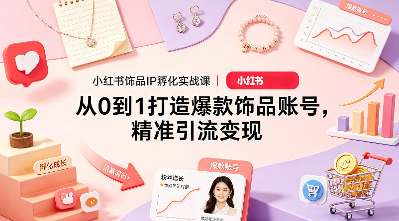 小红书饰品IP孵化实战课｜从0到1打造爆款饰品账号，精准引流变现_乐帮资源库