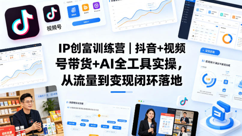 IP创富训练营｜抖音+视频号带货+AI全工具实操，从流量到变现闭环落地_乐帮资源库