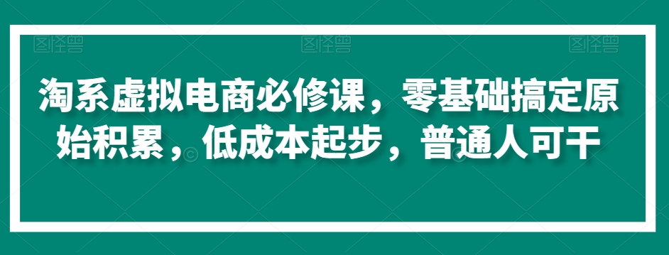 淘系虚拟电商必修课，零基础搞定原始积累，低成本起步，普通人可干_乐帮资源库