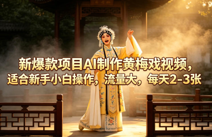 新爆款项目AI制作黄梅戏视频，适合新手小白操作，流量大，每天2_乐帮资源库