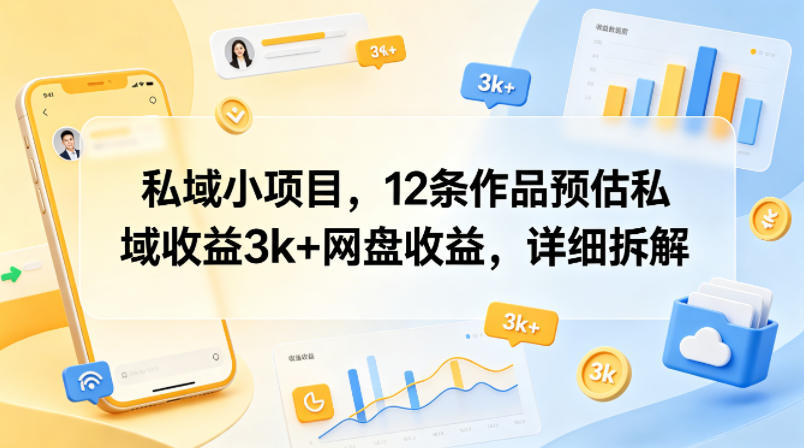 私域小项目，12条作品预估私域收益3k+网盘收益，详细拆解_乐帮资源库