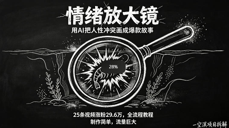 AI制作“情绪放大镜“视频，25条视频涨粉29.6W粉，流量巨大，制作，全流程教程(0428)_乐帮资源库