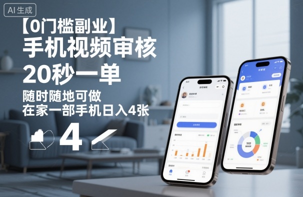 手机视频审核，20秒一单，随时随地可做，在家一部手机日入4张_乐帮资源库