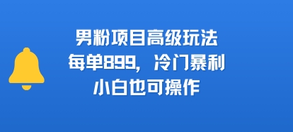 男粉项目高级玩法，每单899，冷门暴利，小白也可操作_乐帮资源库