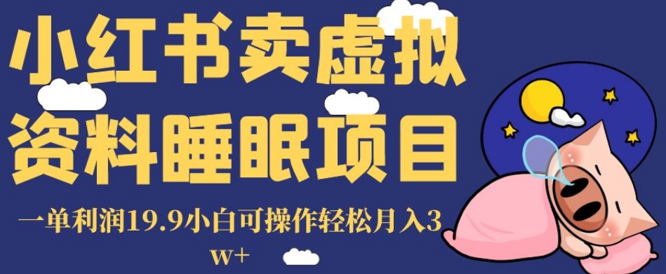 小红书卖虚拟资料睡眠项目，一单利润19.9小白可操作轻松月入3w+_乐帮资源库