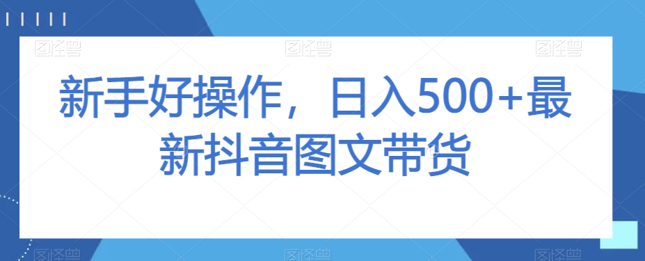 新手好操作，日入500+最新抖音图文带货_乐帮资源库