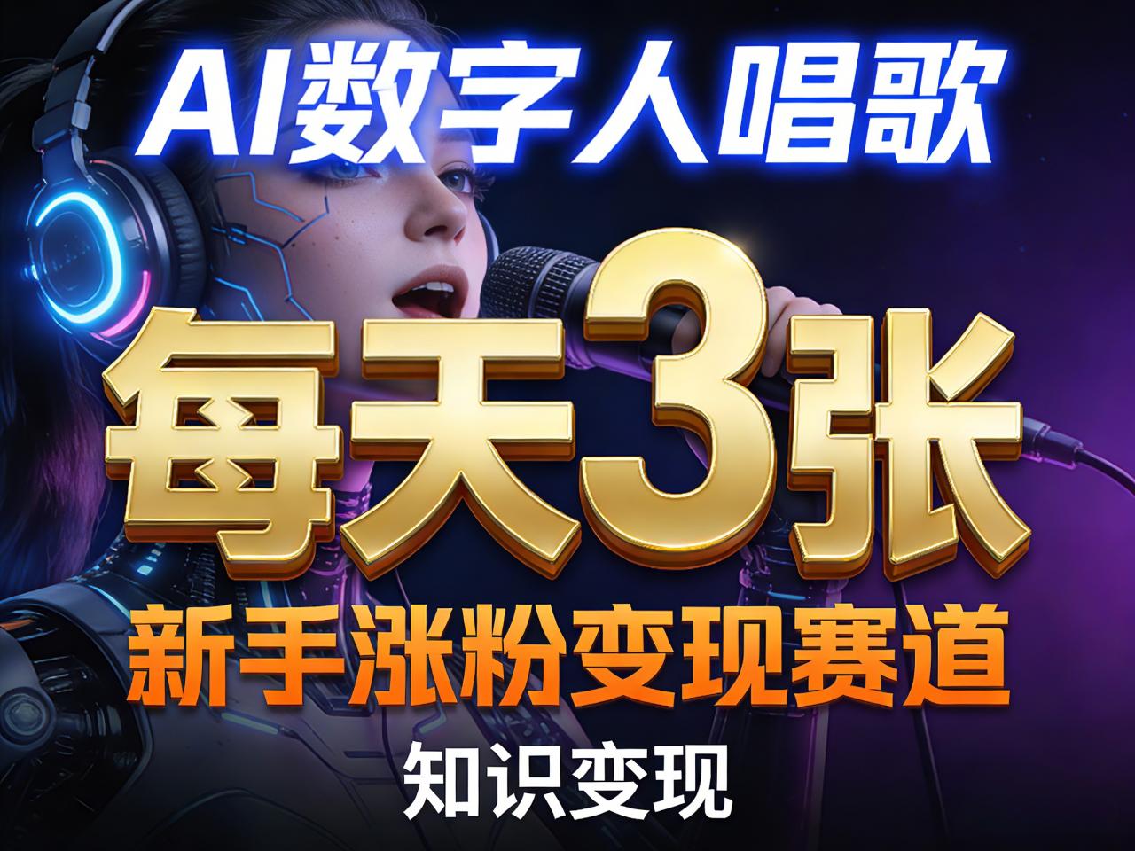 AI数字人唱歌，新手涨粉变现赛道，每天3张和知识付费，副业必备_乐帮资源库