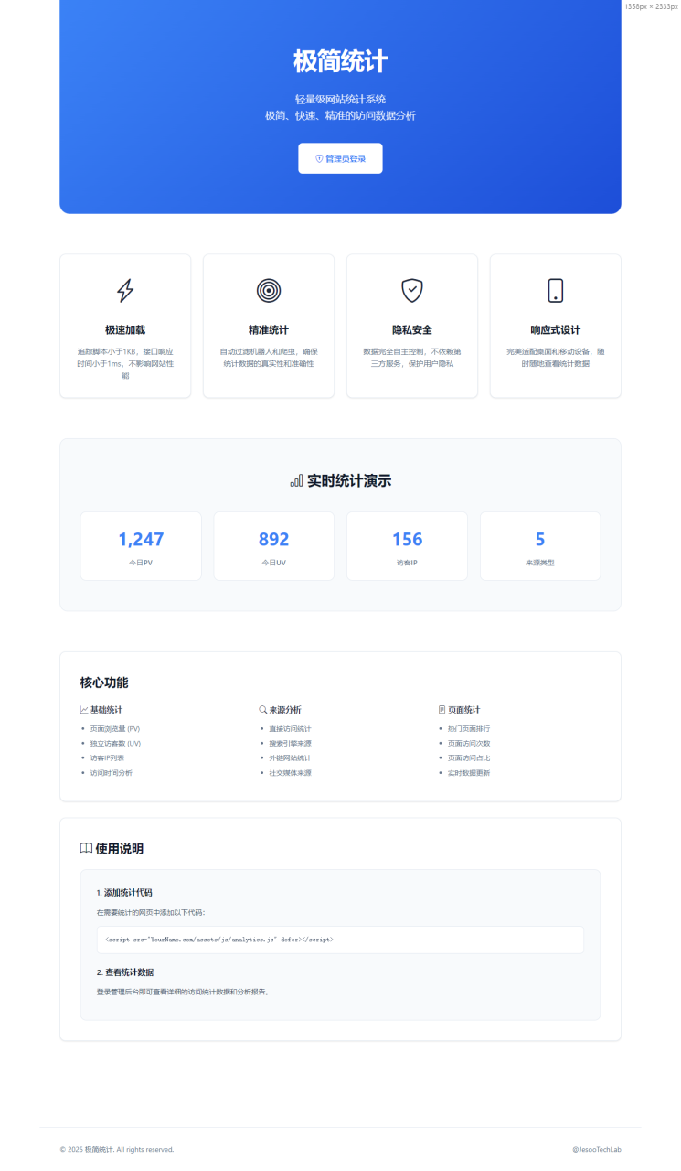 -04-02PHP网站统计系统源码 极简统计 支持本地部署_乐帮资源库