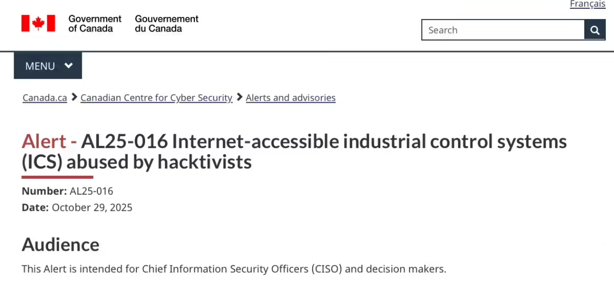 本文由  发布，转载请注明出处，如有问题请联系我们！  发布时间: 2025-11-02加拿大网络安全中心警告：多地基础设施工控系统安全防护不足、近期遭黑客频繁攻击_乐帮资源库