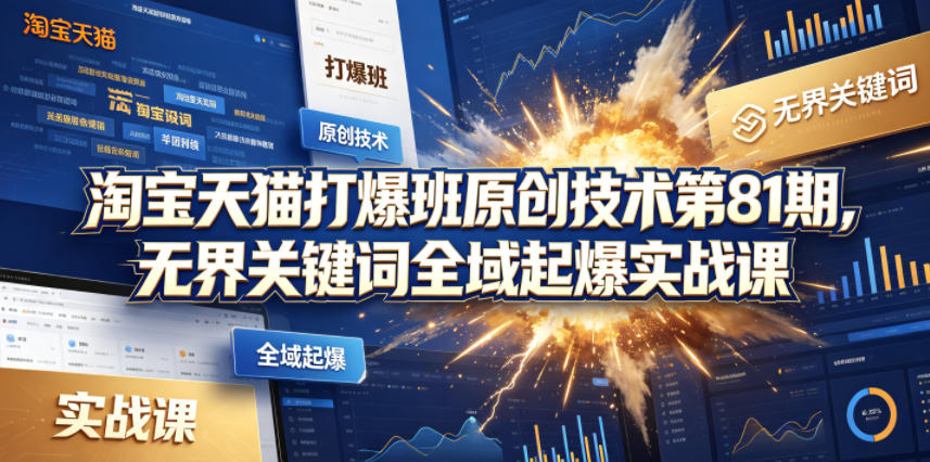 淘宝天猫打爆班原创技术第81期，无界关键词全域起爆实战课_乐帮资源库