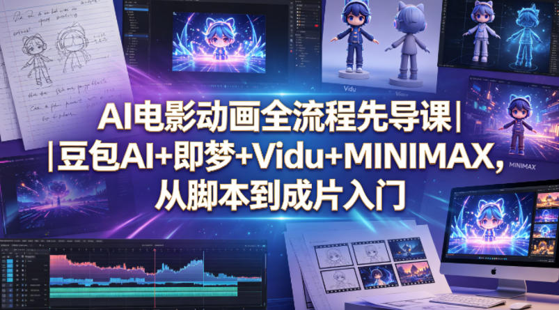 AI电影动画全流程先导课｜豆包AI+即梦+Vidu+MINIMAX，从脚本到成片入门_乐帮资源库