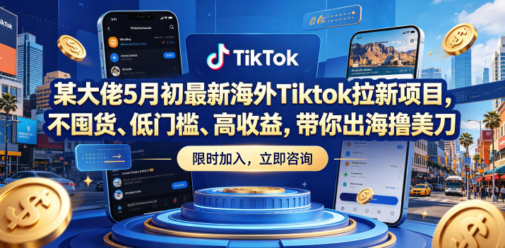 某大佬5月初最新海外Tiktok拉新项目,不囤货、低门槛、高收益,带你出海撸美刀_乐帮资源库