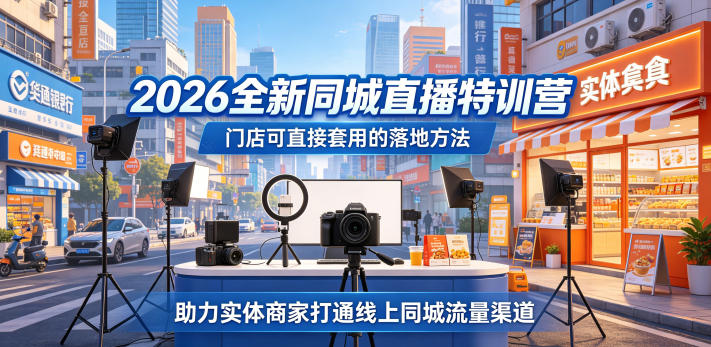 2026全新同城直播特训营,门店可直接套用的落地方法,助力实体商家打通线上同城流量渠道_乐帮资源库