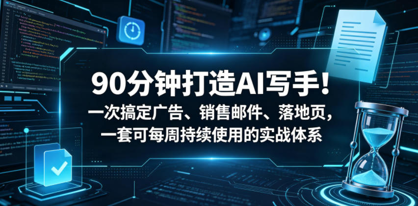 90分钟打造AI写手！一次搞定广告、销售邮件、落地页，一套可每周持续使用的实战体系_乐帮资源库