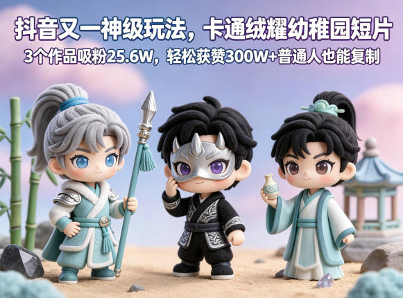 抖音又一神级玩法，卡通绒耀幼稚园短片，3个作品吸粉25.6W，获赞300W+普通人也能复制_乐帮资源库
