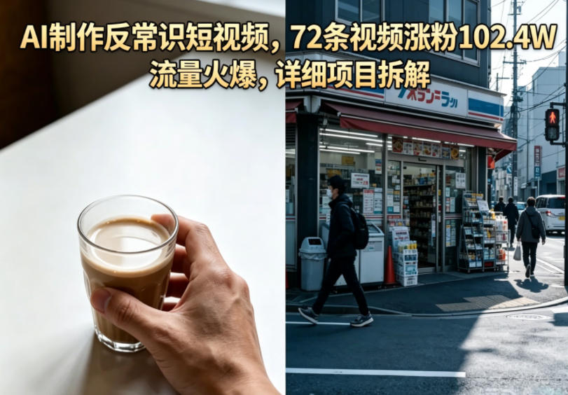 AI制作反常识短视频，72条视频涨粉102.4W，流量火爆，详细项目拆解_乐帮资源库