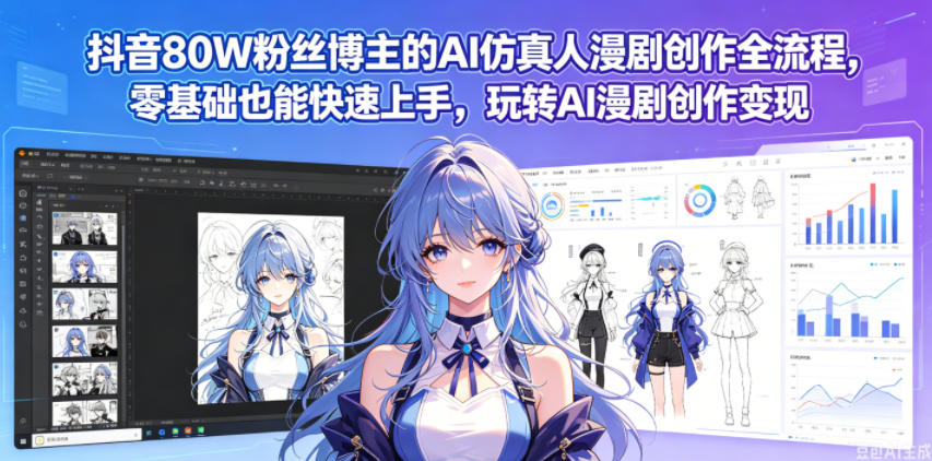 抖音80W粉丝博主的AI仿真人漫剧创作全流程,零基础也能快速上手,玩转AI漫剧创作变现(0524)_乐帮资源库