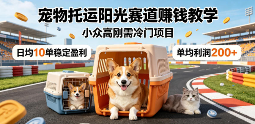 宠物托运阳光赛道賺钱教学,小众高刚需冷门项目,日均10单稳定盈利,单均利润200+(0524)_乐帮资源库