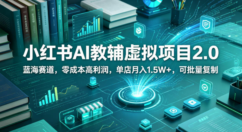 小红书AI教辅虚拟项目2.0，蓝海赛道，零成本高利润，单店月入1.5W+，可批量复制_乐帮资源库
